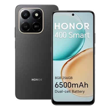 Honor 400 Smart Smartphone 4G 8GB 256GB, Batería 6500mAh, Pantalla Resistente a Caídas de 6.77" IP54, Cámara Principal de 108MP, Android 15, Dual SIM, NFC, Negro