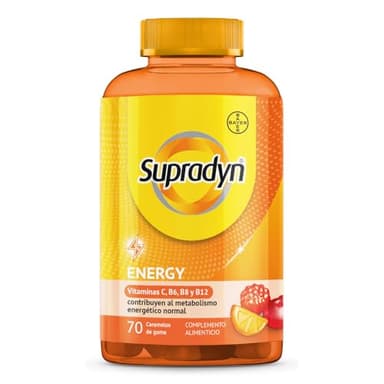 Supradyn Energy Gummies Multivitaminas con vitaminas A, C, D, E, B6, B12, biotina más coenzima Q10 - Multivitamínico para hombre y mujer - 70 caramelos de goma