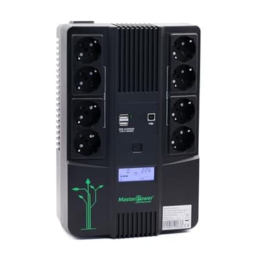 U-Power UPS 850VA SAI – Sistema de Alimentación Ininterrumpida, 480W, Pantalla LCD, 8 Enchufes Schuko, USB, RJ45, Protección Eléctrica para PC y Red