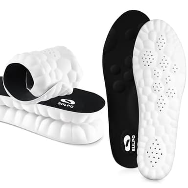 SULPO SPORT Plantillas ortopédicas ideales para deporte y uso diario - Plantillas transpirables, suaves y amortiguadoras para hombres y mujeres - Plantillas para zapatos de trabajo (Negro, XXL (45-46