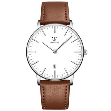 aswan watch Reloj Analógico de Cuarzo para Hombre con Correa de Cuero,Reloj Clásico y Elegante para Hombre con Esfera Ultrafina,Caja de 39MM,Indicador de Fecha