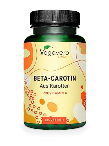 Betacaroteno Vegavero | Para 6 Meses | NATURAL & VEGANO | Sin Aditivos | Acelerador Bronceado | Extracto de Zanahoria | Con en Vitamina A | 180 Capsulas