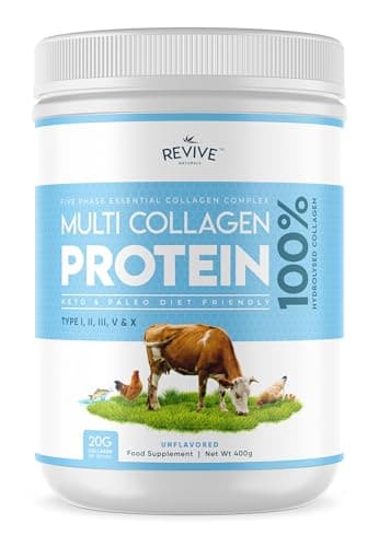 Colágeno en Polvo 400g – Multi Collagen Peptides – Tipos I, II, III, V y X – de Bovinos Alimentados con Pasto, Peces Silvestres, Caldo de Huesos Bovinos Alimentados con Pasto.