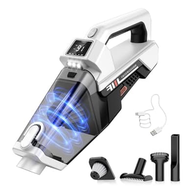 Aspirador de Mano Sin Cable,Aspirador Portátil 3 en 1 Sin Cable con Luz LED,16000Pa de Succión Fuerte,Carga Tipo C,Filtro HEPA Lavable,Aspirador Pequeño para Coche, Casa, Oficina, Pelo de Mascota