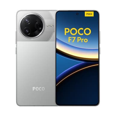 XIAOMI POCO F7 Pro - Smartphone de 12+256GB, Cámara Dual de 50 MP con OIS, Pantalla de 6,67" 2K Flow AMOLED 120 Hz, Snapdragon 8 Gen 3, Hypercharge 90W, Cargador no Incluido, Plata (Versión ES)