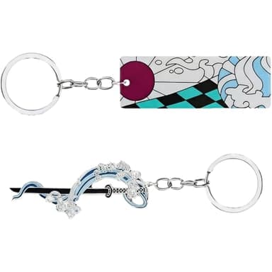 Zuuyye Llavero Demon Slayer 2 piezas, regalo de merchandising de anime Kimetsu no Yaiba Llavero metálico colgante personalizado, decoración de cumpleaños