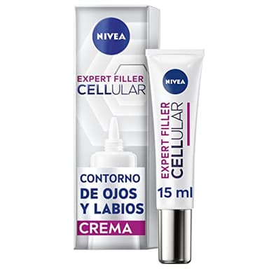 NIVEA Cellular Expert Filler - Contorno de Ojos y Labios - Antiarrugas - Efecto Rellenador 24h - Con Ácido Hialurónico y Ácido Fólico - Crema Antiedad - Extra Firmeza - Todo Tipo de Pieles - 15 ml
