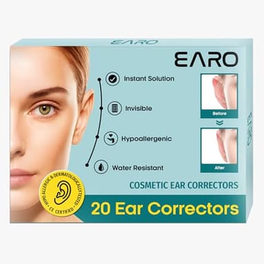 Earo Corrector de Orejas – 20 Parches Invisibles de Alta Fijación 4 Días – Solución sin Cirugía para Orejas Separadas – Adhesivo Hipoalergénico para Adultos – Parches 40 Días de Uso