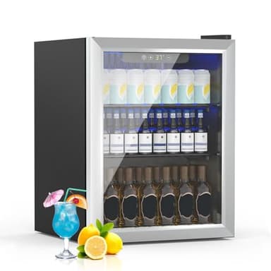 Refrigerador de bebidas DollarDash, 50L/70 latas Mini-refrigerador con puerta transparente para limonada, cerveza o vino, Frigorífico pequeño independiente con estantes desmontables ajustables y panta