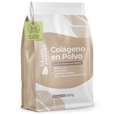Colágeno en Polvo 500g - 15g por Ración - 100% Colageno Hidrolizado Puro, Sabor Neutro, 33 Raciones - Producido en Alemania