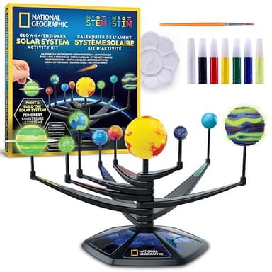 National Geographic Modelo de Sistema Solar Que Brilla en la Oscuridad para Niños – Construye y Pinta un Modelo 3D con Brazos Móviles, Proyecto CTIM para Niños de 8-12 Años