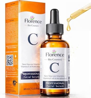 Suero Facial Orgánico Vitamina C y Ácido Hialurónico Puro – Remueve Cicatrices de Acné, Manchas de Piel - Efecto Anti Edad - Sérum BIO - Antiarrugas Illuminante Natural Para Rostro y Cuello - 60ml