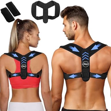 LOW&EE Corrector Postura Espalda Ajustable Corrector de Postura para Hombre y Mujer - Corrector de Espalda Transpirable Incluye 2 Almohadillas Protectoras y Ergonomicas