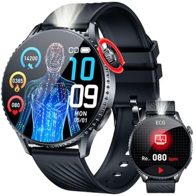 Smartwatch Reloj Inteligente Hombre con ECG: 1,56" AMOLED Smart Watch con Llamadas IP67 Frecuencia Cardíaca Spo2 Presión Arterial Sueño Bluetooth Pulsera Fitness deportivo 440mAh para Android iOS
