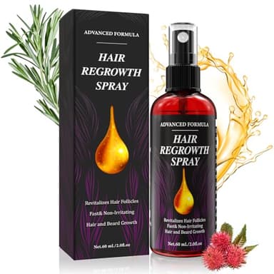 AMAINKI Aceite de Ricino y Romero Serum Crecimiento Capilar - Biotina para Caída del Pelo - Tratamiento Anticaida Cabello Mujer y Hombre - Aceite Barba - Cuero Cabelludo - 60ml