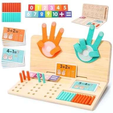 Wdmiya Juguetes Educativos Montessori para Niños 3 4 5 Años, 3 En 1 Juguetes de Madera para Aprender a Contar, Juguete Matemático con Tablero de Doble Cara, Regalo Cumpleaños para Niños Niñas