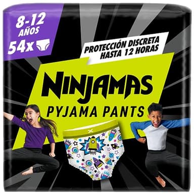 Dodot Pañal-Braguita Ninjamas, Talla 8-12 años (27-43 kg), 54 pañales tipo calzoncillo, pañal noche con Naves Espaciales, Protección Contra Fugas Toda La Noche