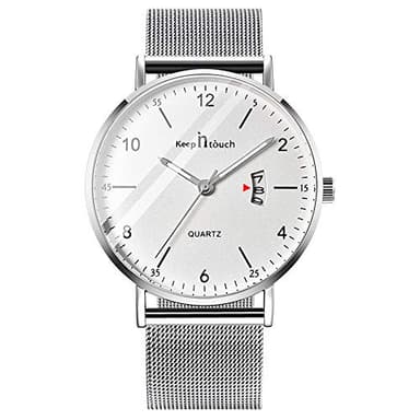 Unendlich U-Reloj de Cuarzo Ultrafino para Hombre Mujer Moda Relojes de Pulsera Casual Impermeable Reloj con Fecha de Acero Inoxidable