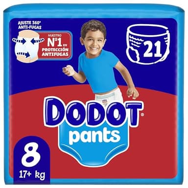 Dodot Bebé Pants Pañales, Talla 8,+17 kg, 21 Pañales, Pañal-Braguita con Ajuste 360° Anti-Fugas