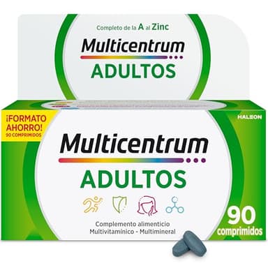 Multicentrum Complemento Alimenticio Multivitamínico y Multimineral para Adultos y Adolescentes, Sin Gluten, 90 Comprimidos