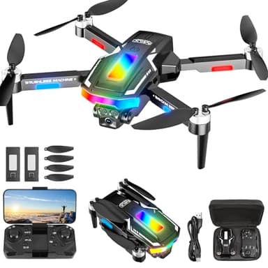 Dron con 2 Cámara 4K HD, Ambesty RC Quadcopter Drone Plegable para Principiantes, 90°Eléctrica ajustable FPV Dron con 2 Baterías y Bolsa Portátil, Juguetes para Niños y Niñas Regalos Navidad