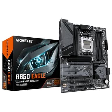 GIGABYTE B650 Eagle Placa Base - AMD Ryzen Serie 9000, VRM de 12+2+2 Fases, hasta 7600 MHz DDR5 (OC), 1xPCIe 5.0 + 2xPCIe 4.0 M.2, LAN GbE, USB 3.2 Gen 2