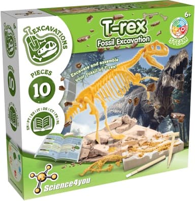 Science4you T Rex Excavaciones Fósiles para Niños 6+ Años - Juegos y Juguetes de Dinosaurios y Fosiles T-Rex, Excava y Encuentra 10 Fosiles Dinosaurios Kit - Regalos para Niñas y Niños 6 7 8+ Años