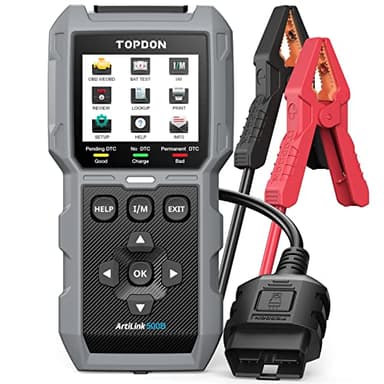 TOPDON AL500B obd2 Diagnosis con Todas Las Funciones, comprobador de batería de 12 V, Pruebas de Carga y Arranque a 12 V/24 V, actualizaciones de Software gratuitas