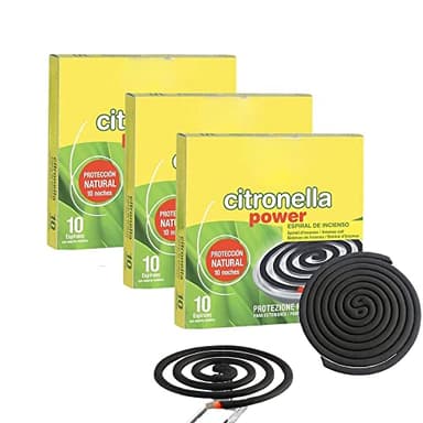 PLUS HOME Pack 3 de 10 Unidad espirales Incienso citronela Repelente antimosquito en interiot o Exterior. (Espiral)