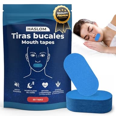 50 TIRAS BUCALES PARA DORMIR Haslom®, Mouth Tape for Sleeping, Antironquidos, cinta bucal para dormir,tapa bocas para dormir, parches boca para dormir, hipoalergénicas, suave con piel y barba.