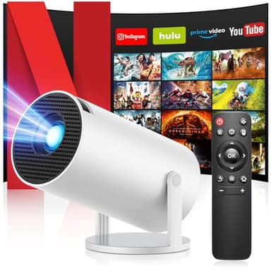 Proyector 4K, Mini Proyector con WiFi 6 BT 5.4, Portátil Videoproyector con Android 11.0 y Keystone Automático, 230 ANSI Enfoque Eléctrico, Compatible con HDMI/USB/TV Stick/Laptop, Blanco
