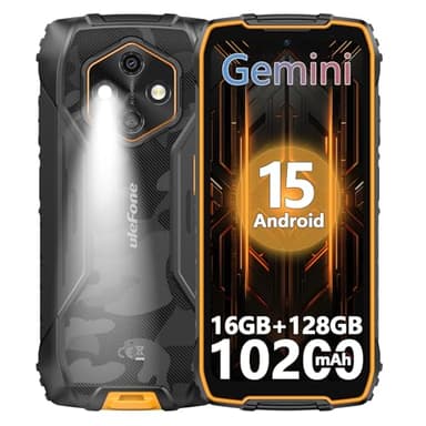 Ulefone RugKing 4 Pro Movil Resistente, 10200mAh 16GB+128GB/SD-2TB Android 15 AI Smartphone 6,56” 120Hz Teléfono, Octa-Core Cámara 48MP+8MP, 120LM Super Torch/3-Slots/IP68/IP69K/OTG/NFC/GPS Naranja