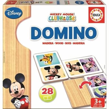 Educa - Dominó Mickey & Friends. Juego Infantil Dominó de Madera Mickey y Minnie. 28 Piezas. A Partir de 3 años (16037)