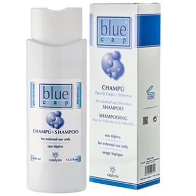 Blue Cap Champú Anticaspa y Seborrea con Piritionato de Zinc, Regula Grasa y Alivia Picor, Apto Psoriasis, 400 ml